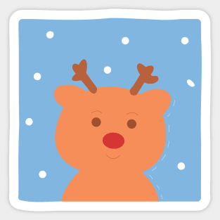 Cute Christmas Reindeer with Snow Sticker